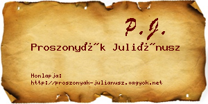 Proszonyák Juliánusz névjegykártya